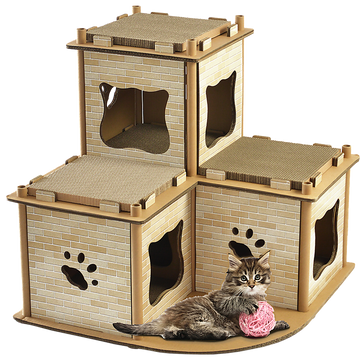 Cat Cardboard House Tree Tower Condo Scratcher Pet Post Pad Mat Furniture Randy & Travis Machinery